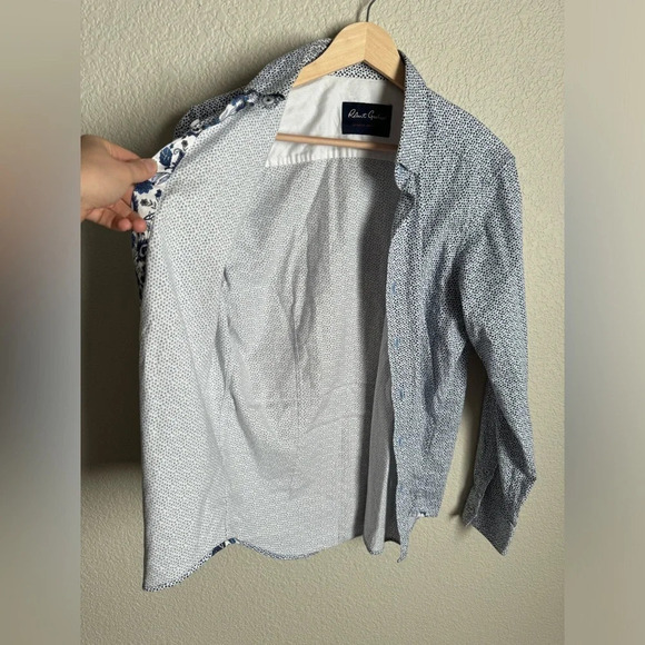 Robert Graham Long Sleeve Button Down Shirt Size Small Blue White Flip Cuff - Picture 5 of 9